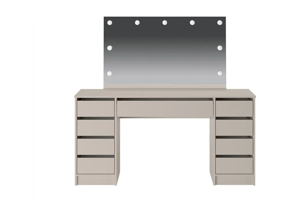 Vente-unique Double Dressing Table With LED Mirror - 9 Drawers - Beige - JENEMI 2