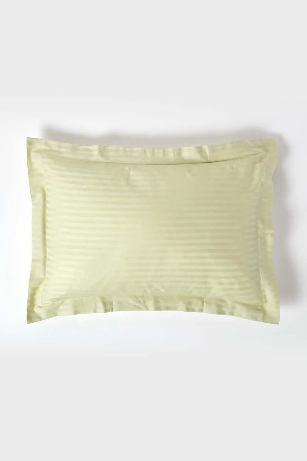 Homescapes Egyptian Cotton Satin Stripe Oxford Pillowcase 330 TC in Green 1