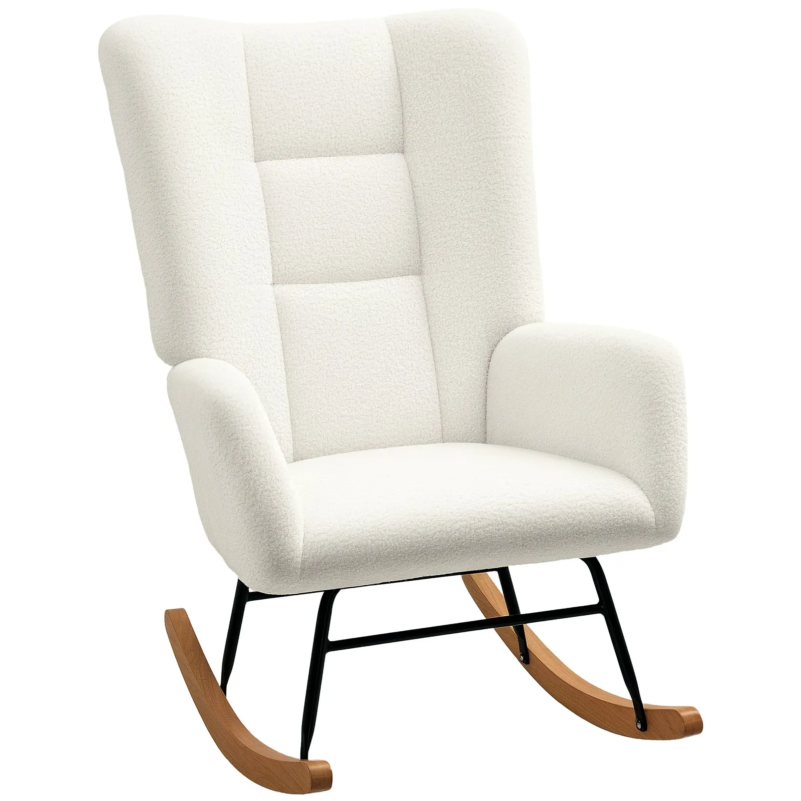 HOMCOM Rocking Chair, Modern Armchair with Backrest for Bedroom in Cream 2