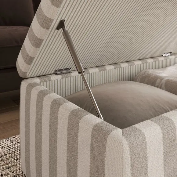 Box Chest Boucle Stripe Storage Footstool 3