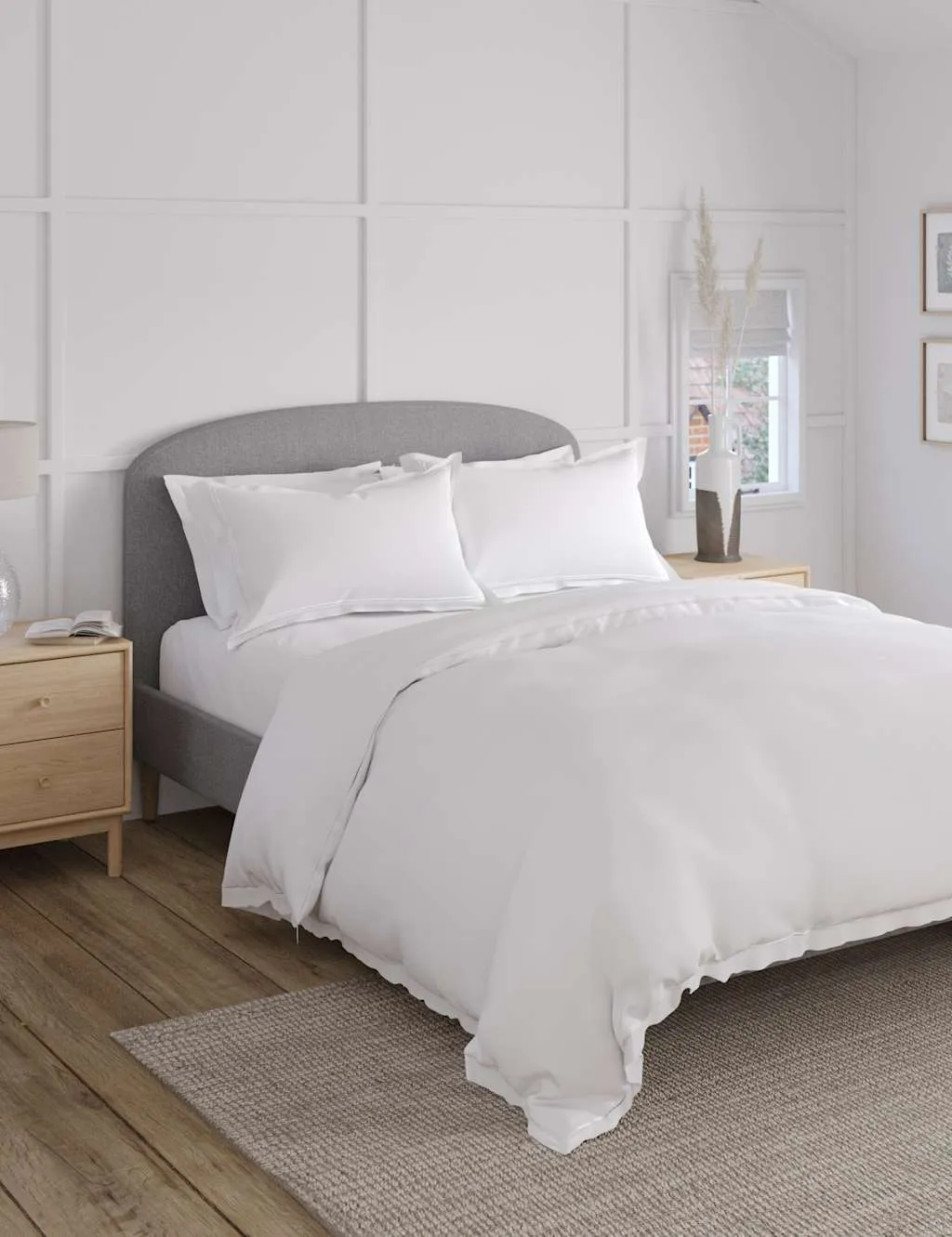 M&S Pure Cotton 600 Thread Count Bedding Set White