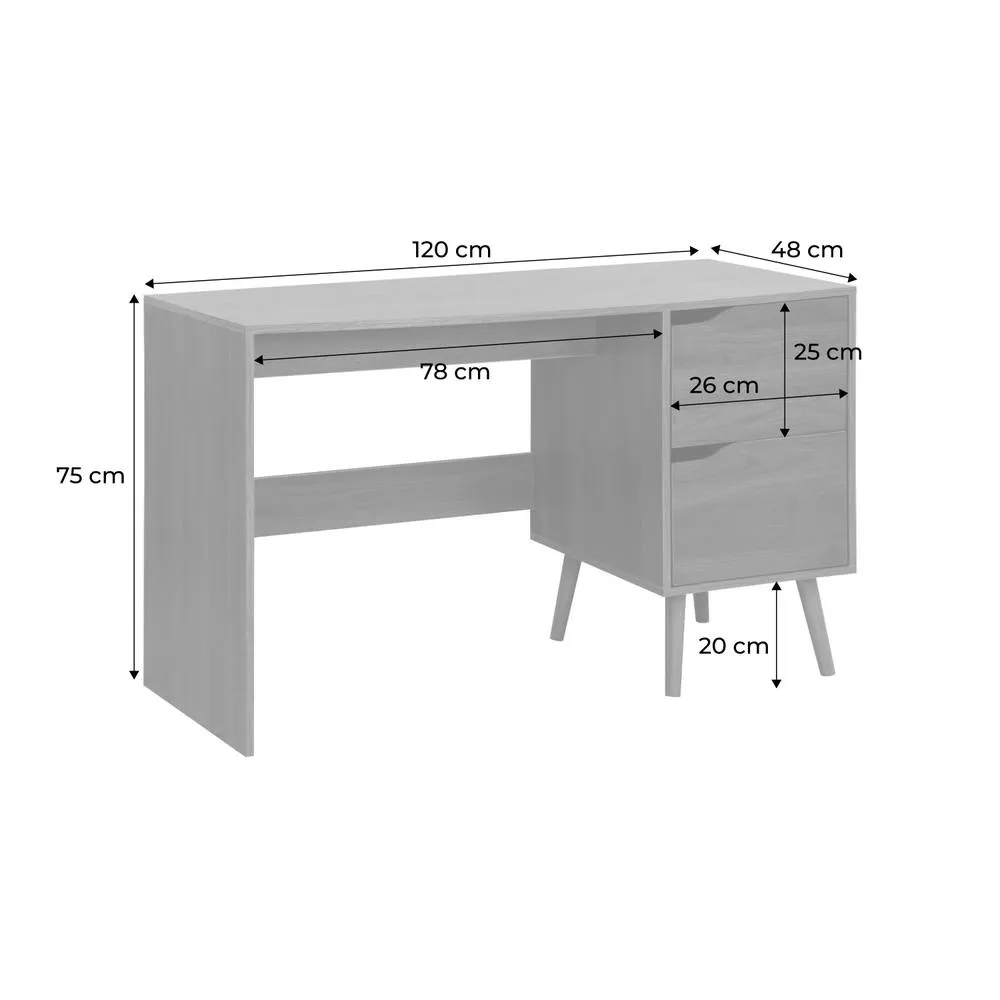 sweeek 2-drawer Desk With Vintage Walnut Effect in Dark Brown 5