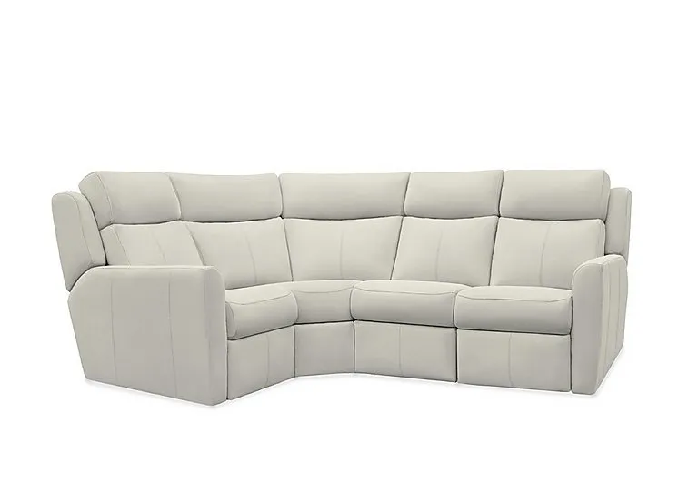 Wren Small Leather Left Hand Facing Corner Sofa - Oxford Light Grey