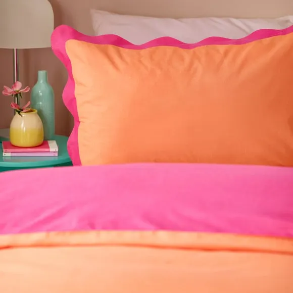 furn Wiggle Scallop Duvet Set Single, Pink 2