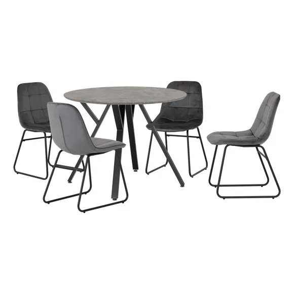 Athens 4 Seater Round Dining Table with 4 Lukas Chairs