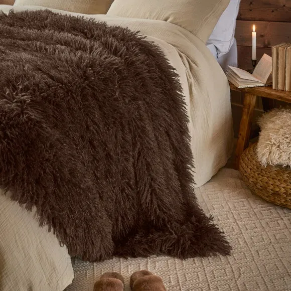 Furn. Rowan Faux Fur Throw Blanket 130cm x 175cm