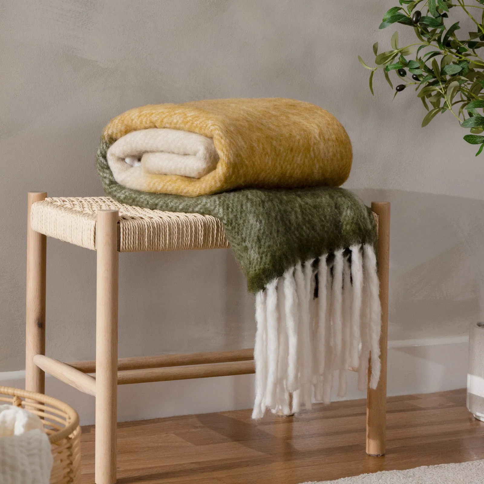 Yard Rawton Ombre Herringbone Throw in Natural