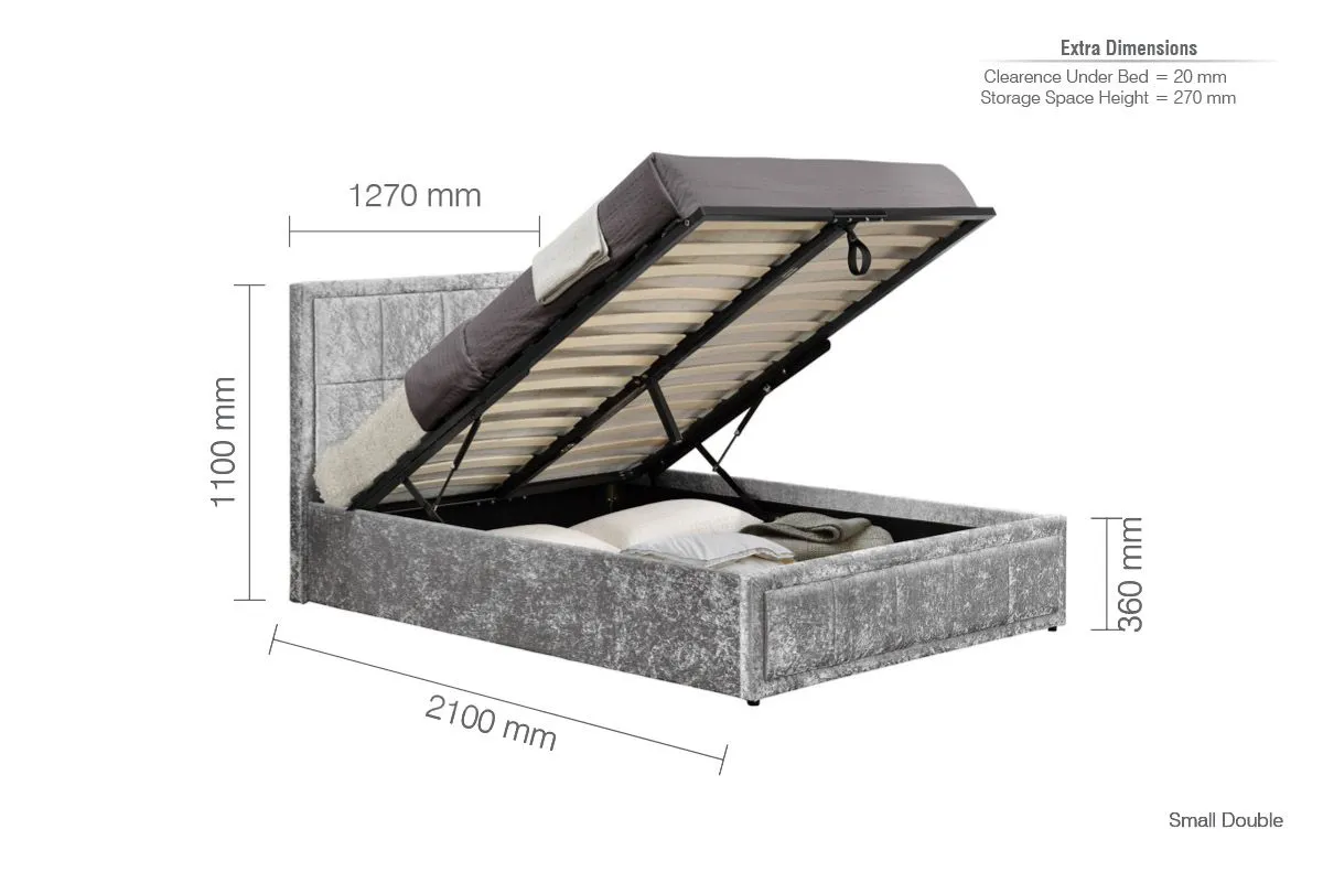 Birlea Fabric Ottoman Bed Frame Storage Hannover Gas Lift in Metallic Silver 6