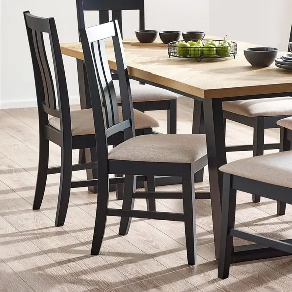 Return - Hilton Set Of 2 Dining Chairs, Black Rubberwood