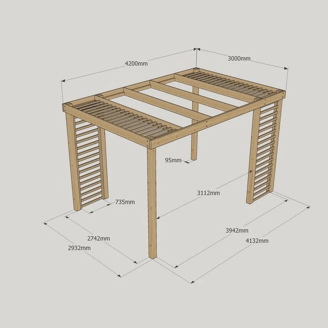Rutland County Garden Furniture Ltd Panel Pergola - Wood - L300 x W420 cm - Rustic Brown in Light Green 5