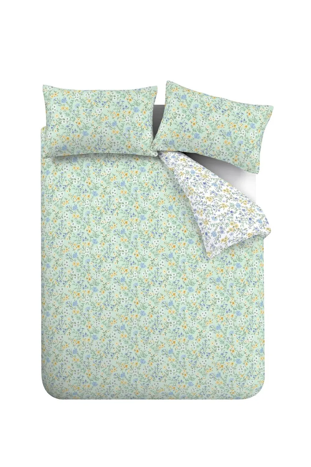 Bianca 'Ditsy Floral' 200 Thread Count Cotton Reversible Duvet Cover Set in Green 6