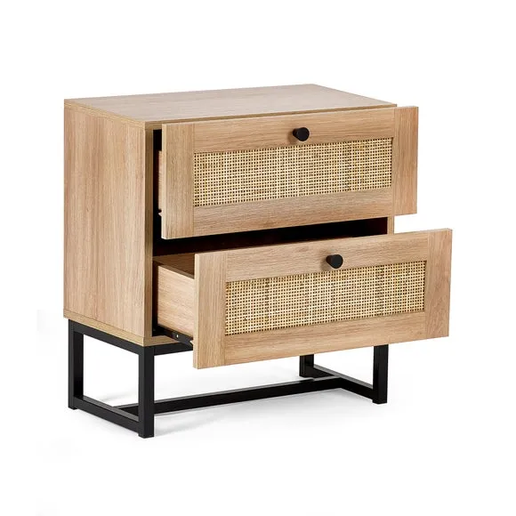Return - Hollis 2 Drawer Bedside Table, Oak 4