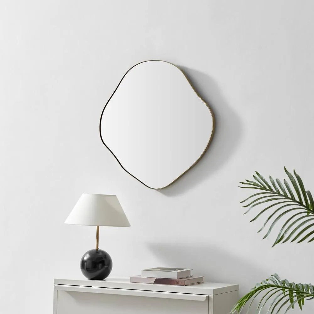 FurnitureboxUK Vita Gold Metal Small 60x60cm Pebble Shape Wall Mirror