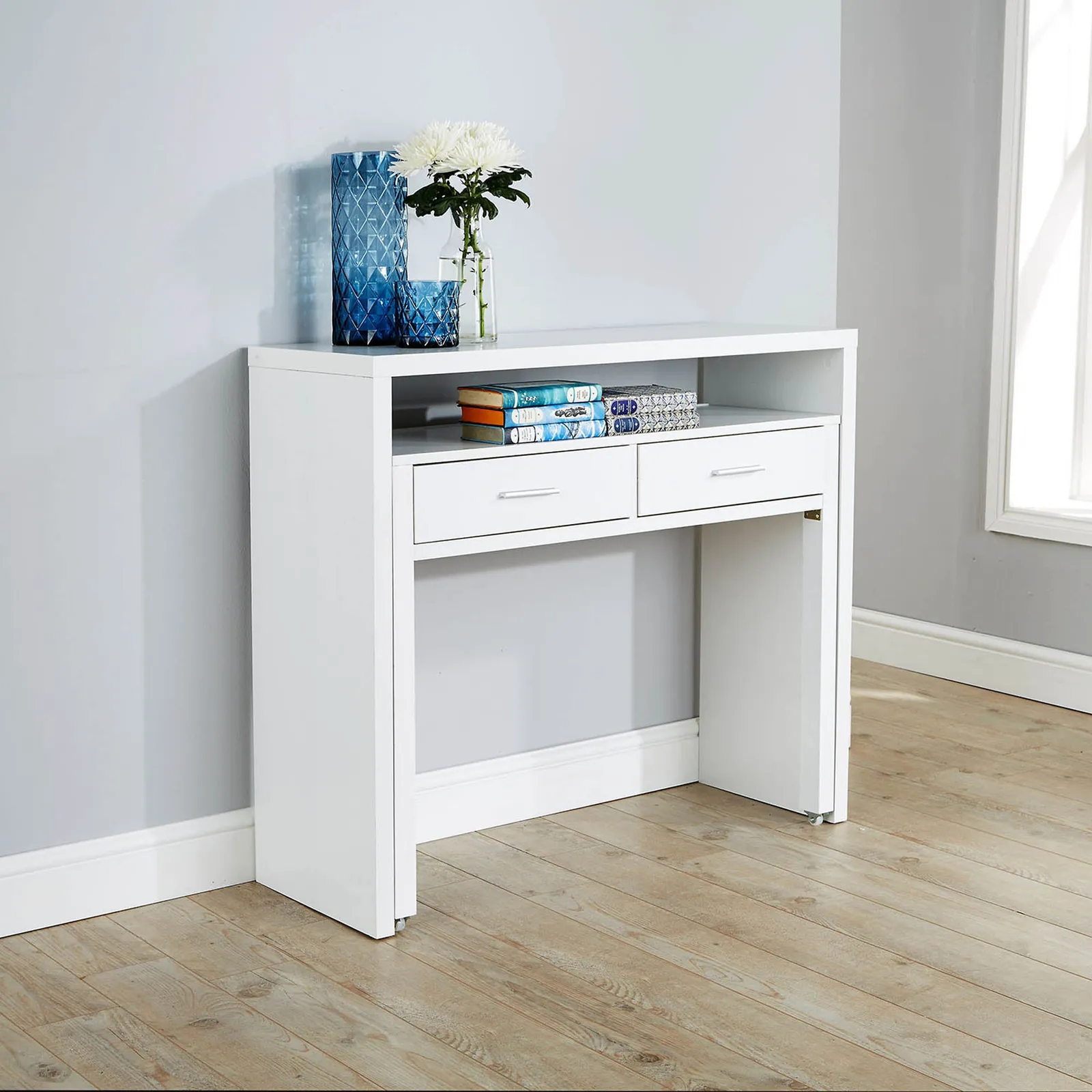 Regis White Hideaway Console Desk White