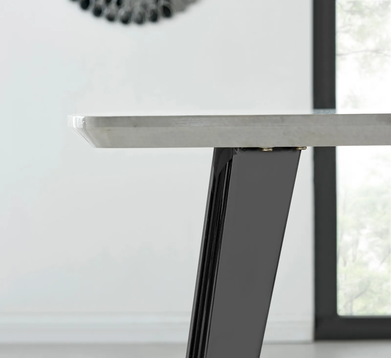 FurnitureboxUK Andria Marble Effect Dining Table With Black Legs & 6 Milan Velvet Black Leg Chairs 5