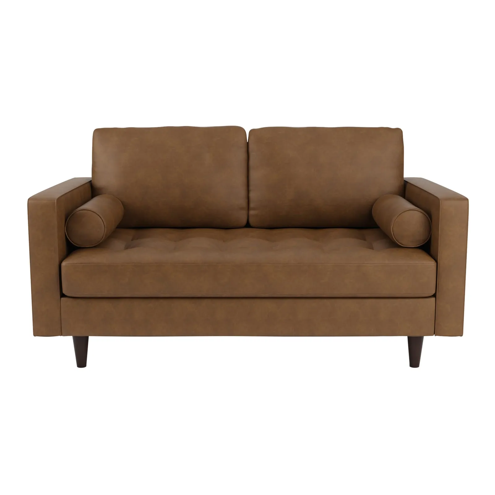 Zoe Faux Leather 2 Seater Sofa Brown