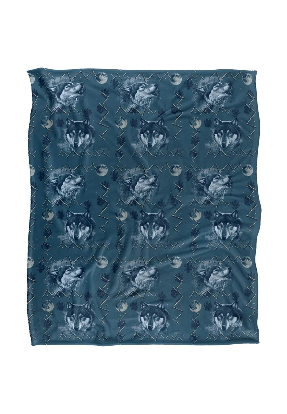 JQ Licensing Cf-Jp Wolf Howl Moon Pattern Silky Touch Super Soft Throw Blanket 152 X 127 cm in White