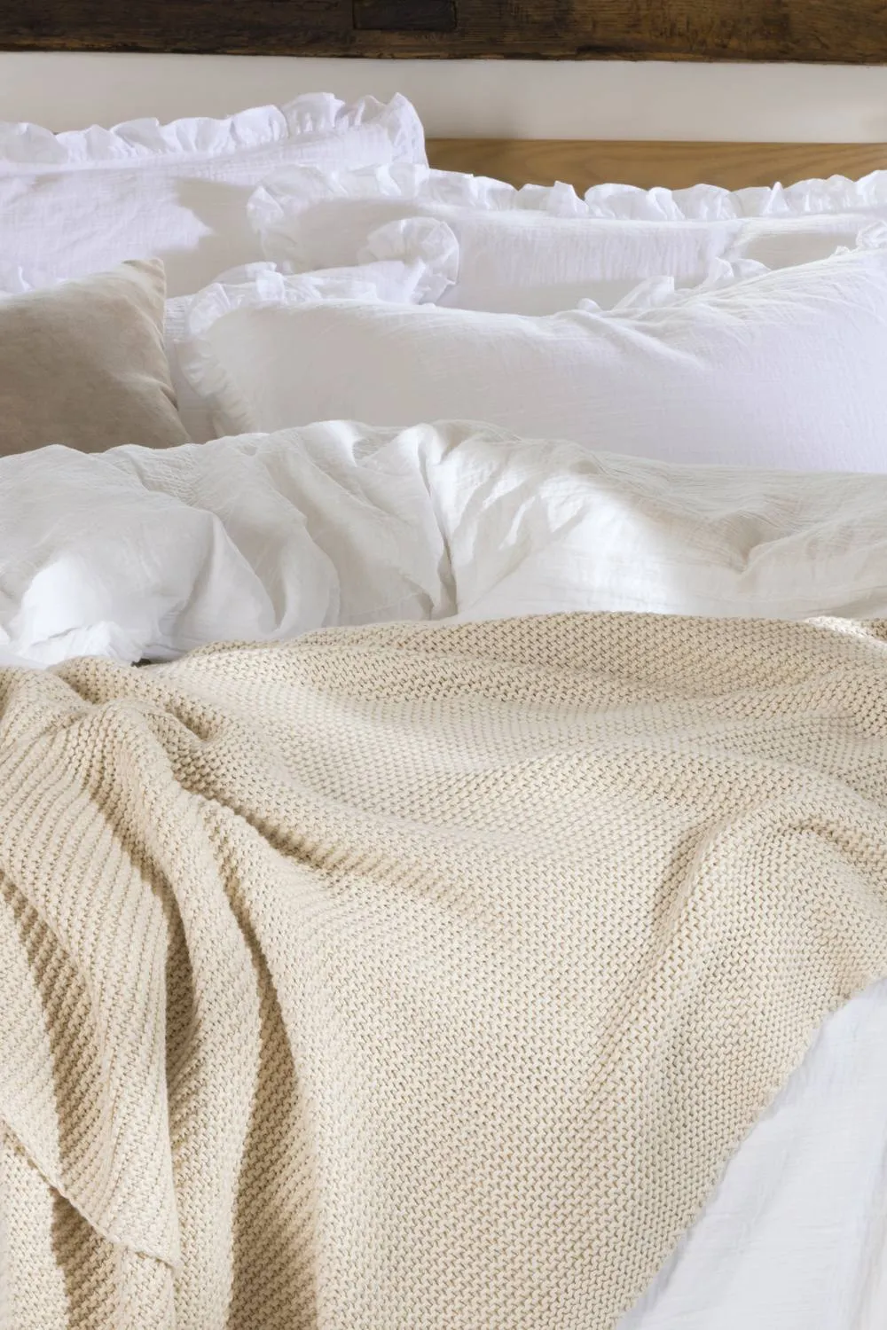 CHRISTY Double Layered Relaxed Cotton Ruffle Design Duvet Cover Set in White 2