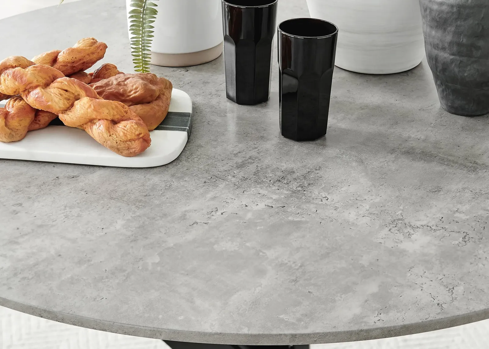 FurnitureboxUK Novara 100cm Round 4-Seater Dining Table With Black Metal Legs in Grey 4