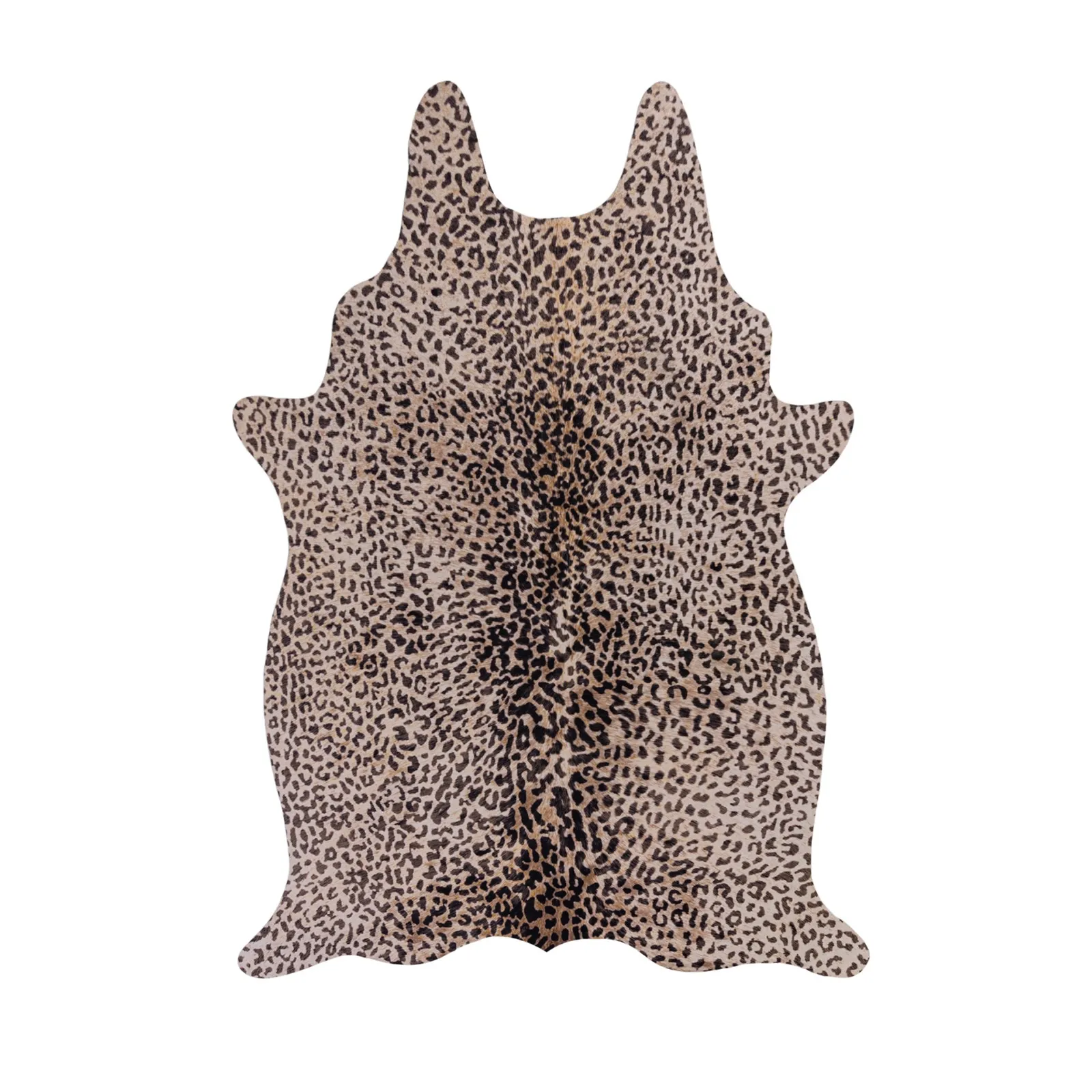 Leopard Print Rug Brown, Black and White