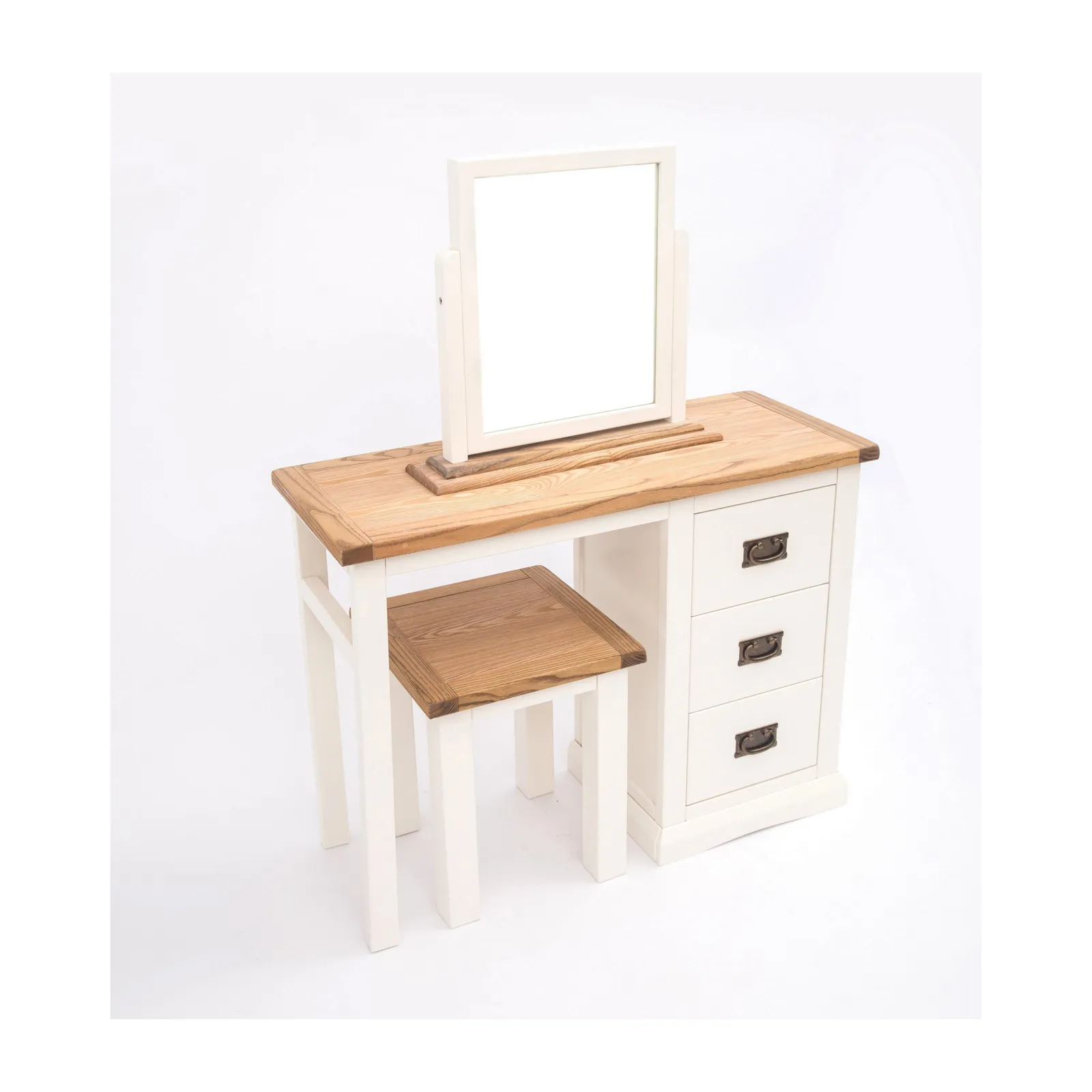 Cabinet Bits Cosenza 3 Drawer Dressing Table Set Brass Drop Handle in Off-White 3