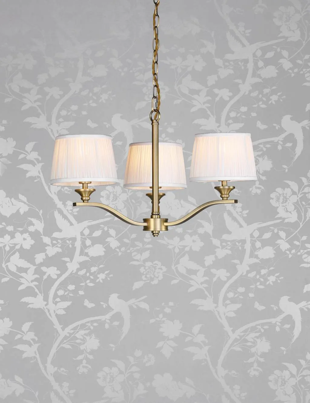 Laura Ashley Hemsley Pleated Pendant Light Antique Brass