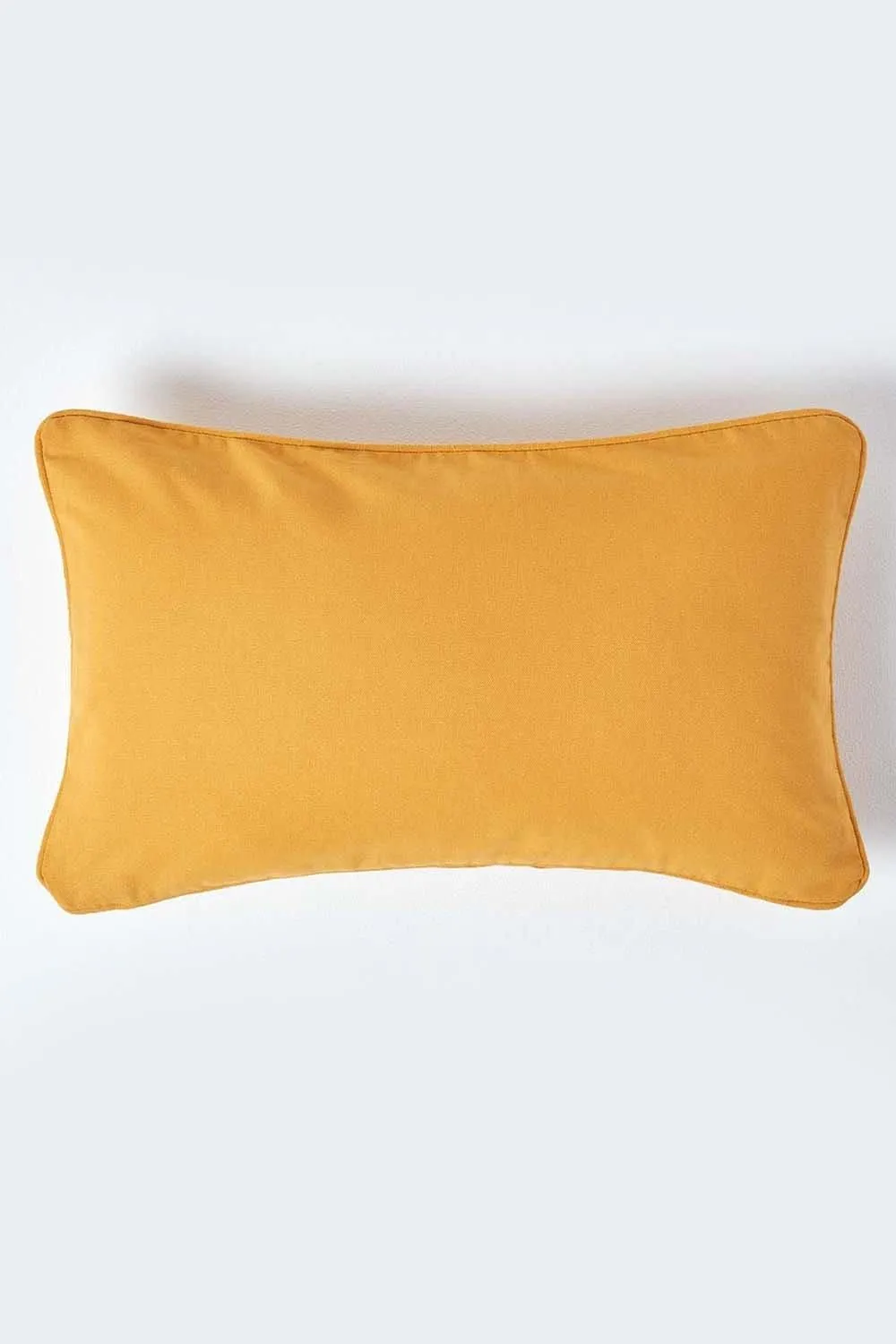 Homescapes Cotton Plain Cushion Cover in Mustard 1