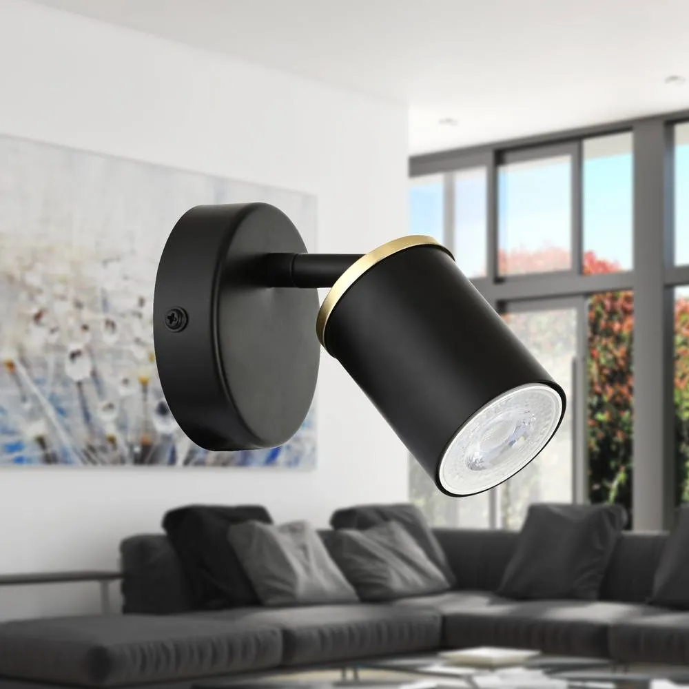 First Choice Lighting Set of 2 Larbert - Black Adjustable Wall or Ceiling Spotlight 6