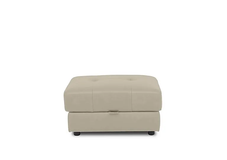 Goliath Leather Storage Footstool - Oyster