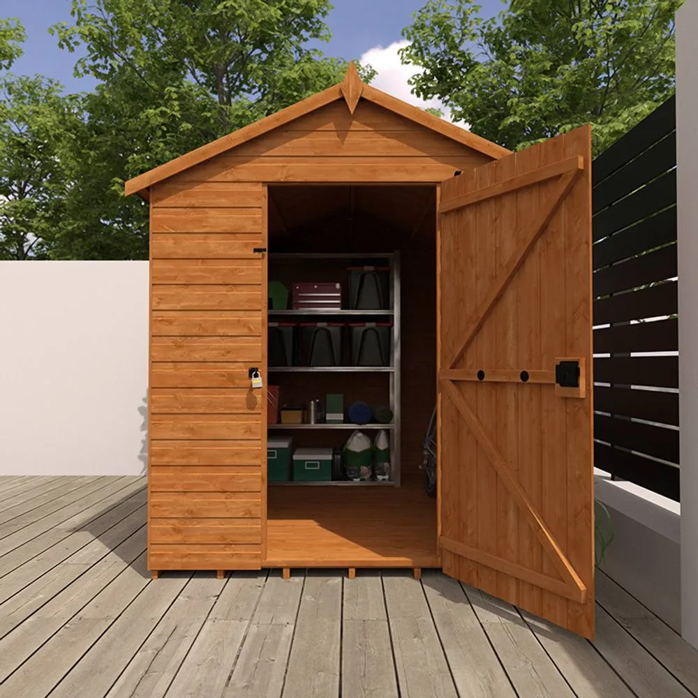Buttercup Farm 8 x 6 Feet Security Apex 12mm Shed - Solid Wood/Softwood/Pine in Burnt Orange 6