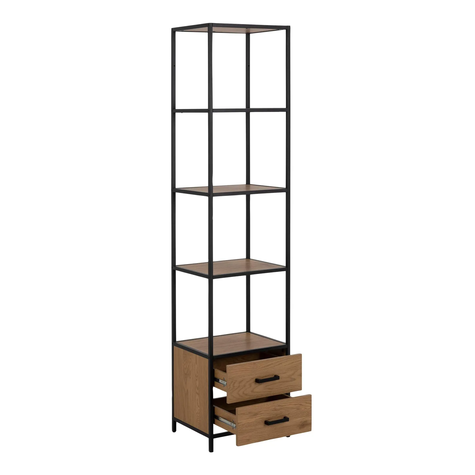 Furniture To Go Seaford Bookcase with 2 Drawers & 3 Shelves in Black & Oak 3