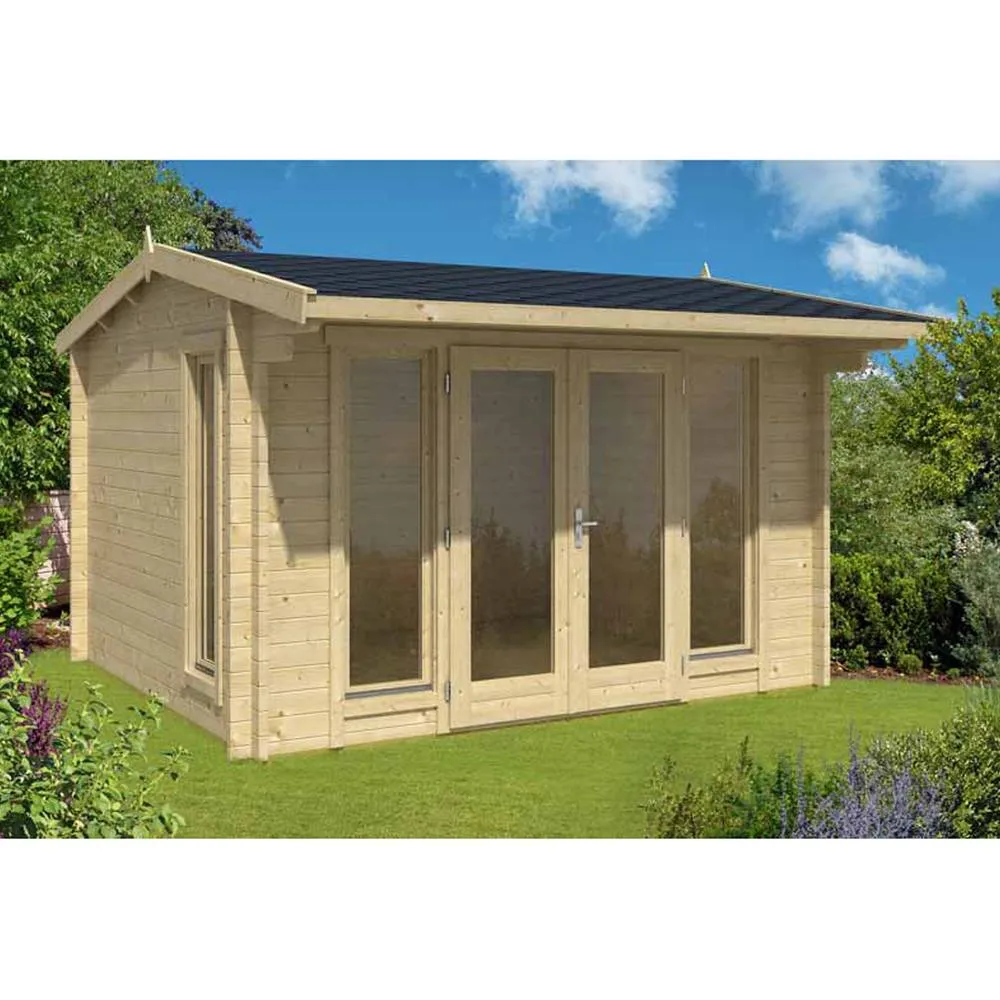 Lasita Maja Ltd Jubilee 44-Log Cabin, Garden Room, Home Office - L370xW412.5xH245.1 cm in Light Brown