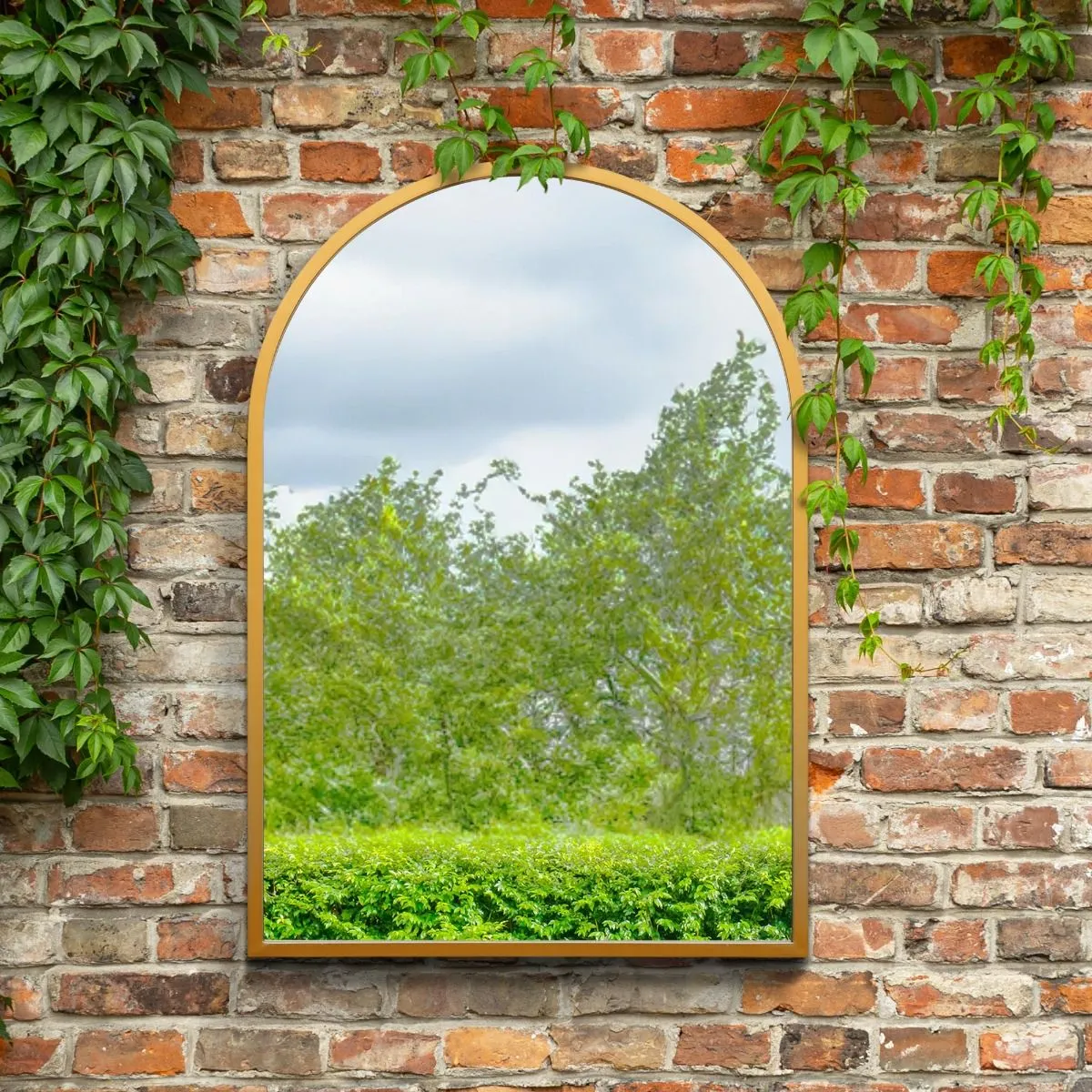 MirrorOutlet Gold Metal Framed Arched Garden Wall Mirror 39" X 27" (100CM X 70CM) 6