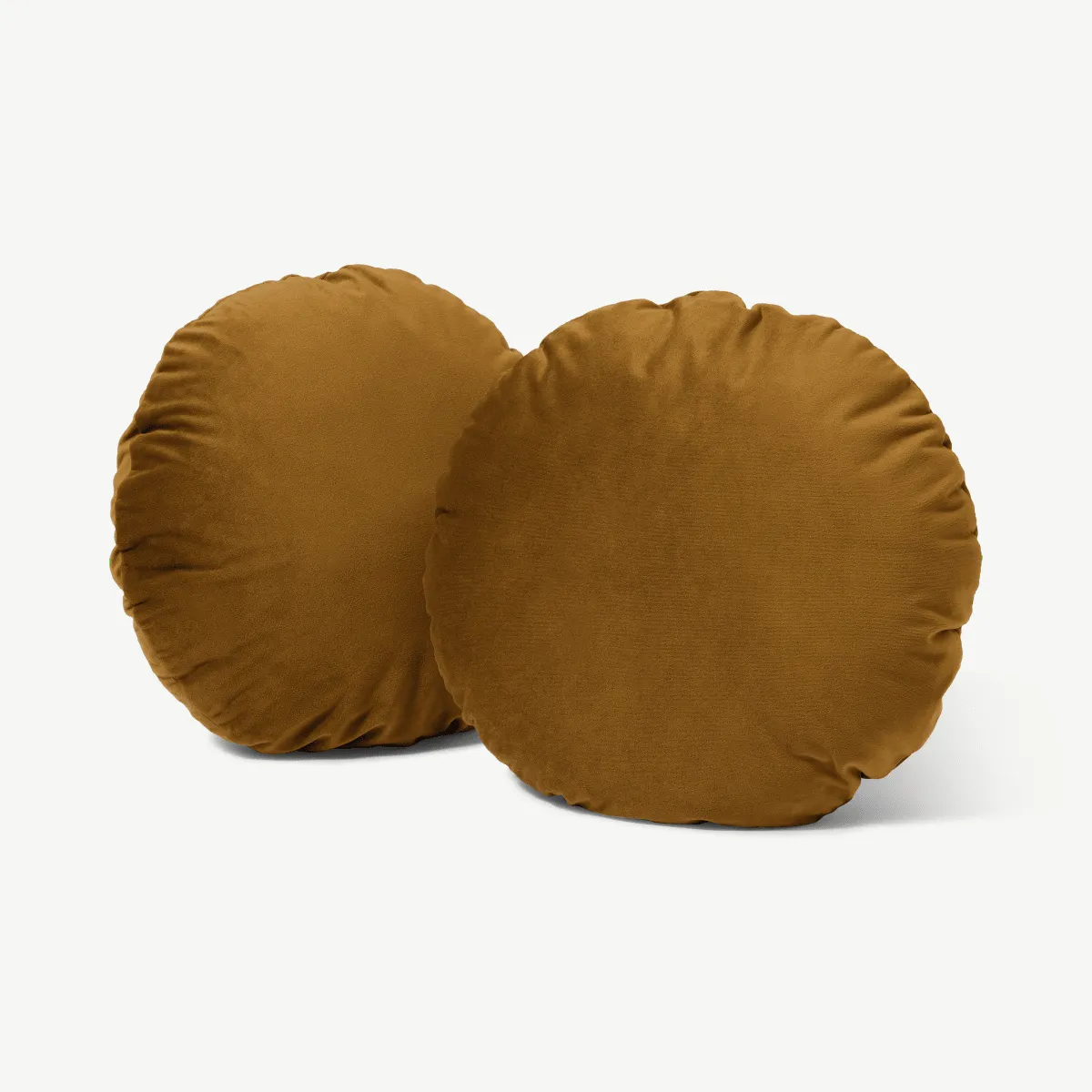 Julius Set of 2 Round Cushions, 45cm, Dark Ochre