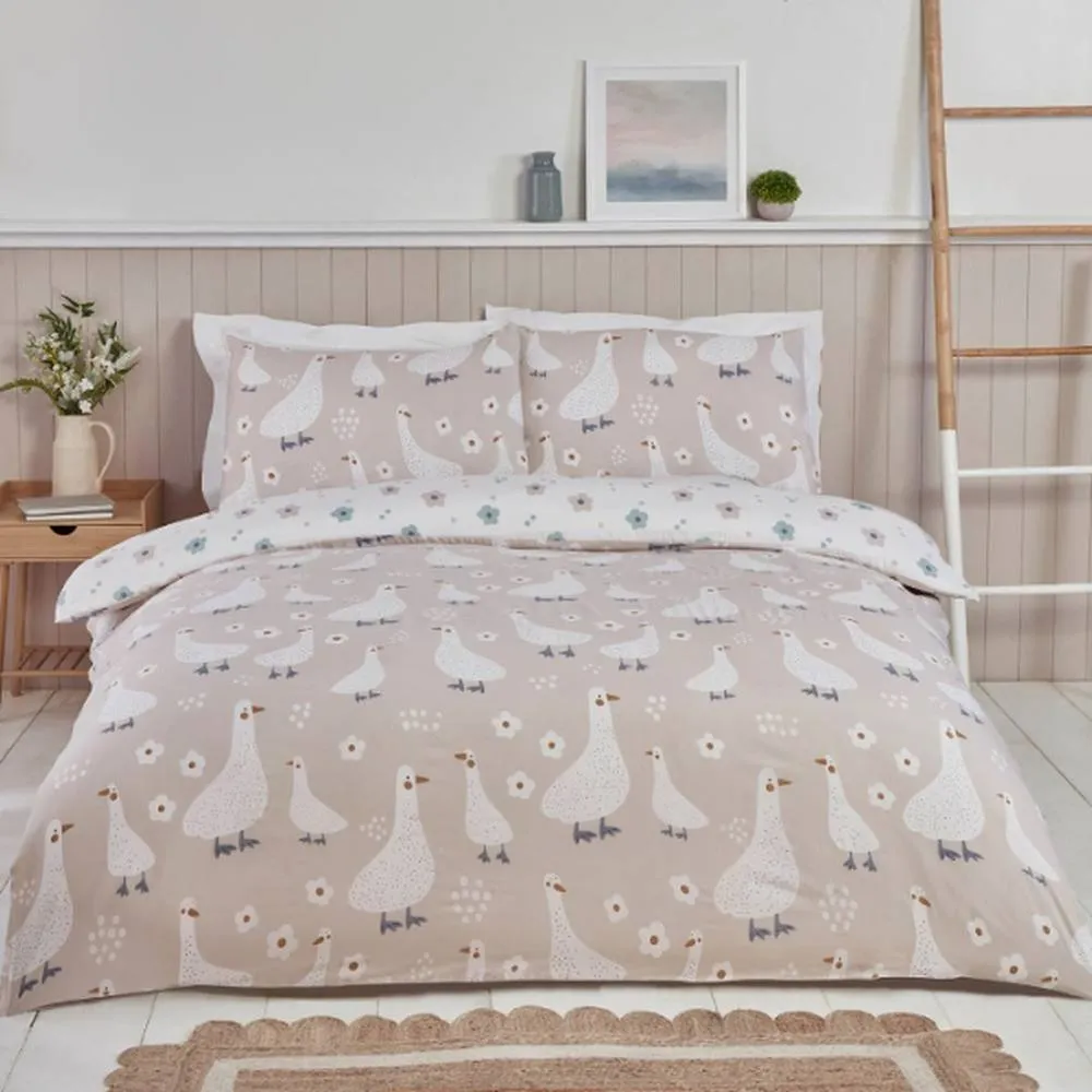 Rapport Home Jemima Duck Microfibre Duvet Cover Set with Pillowcase in Natural 1