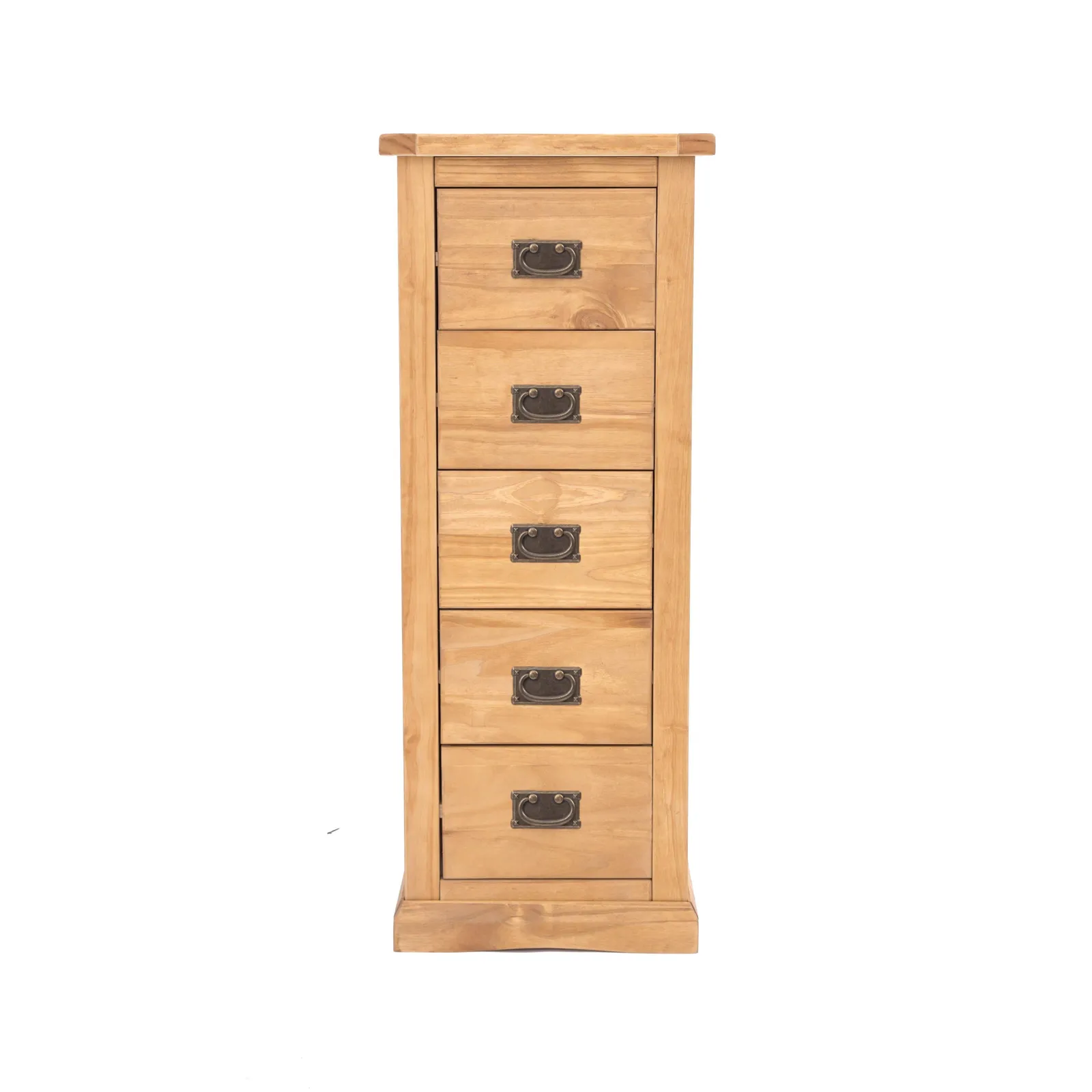 Cabinet Bits Lucca 5 Drawer Narrow Chest of Drawers Bras Drop Handle in Light Brown