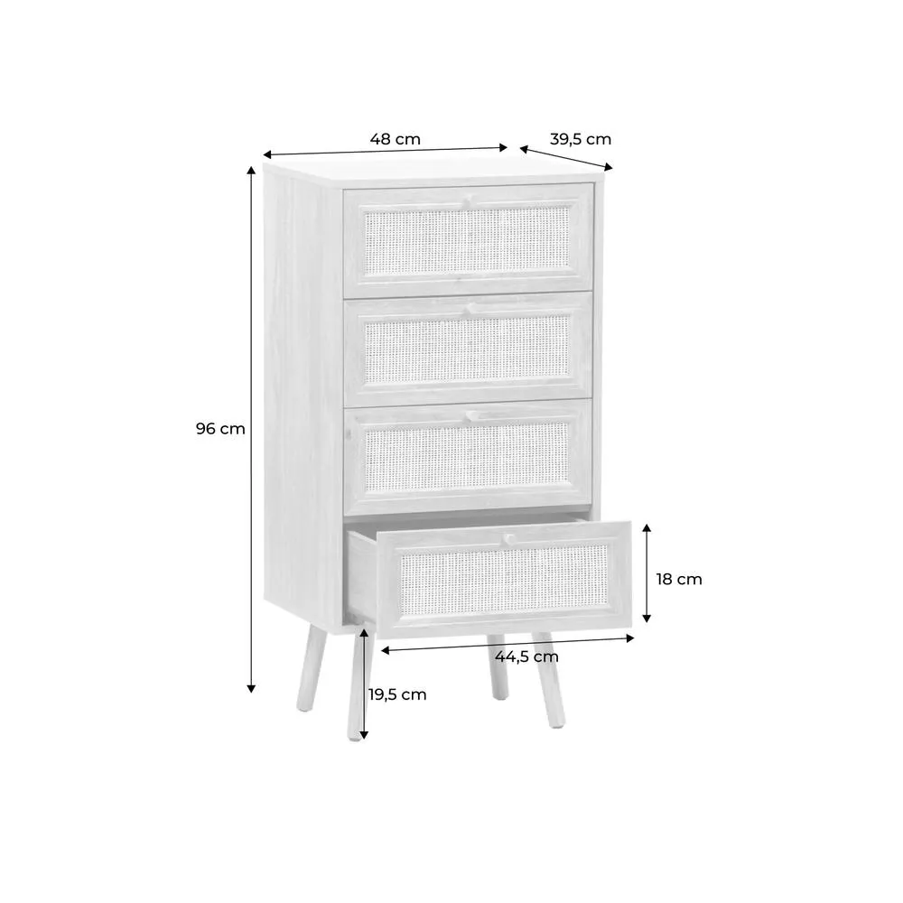 sweeek 4-drawer Chest With Wood & Cane Effect in Light Brown 5