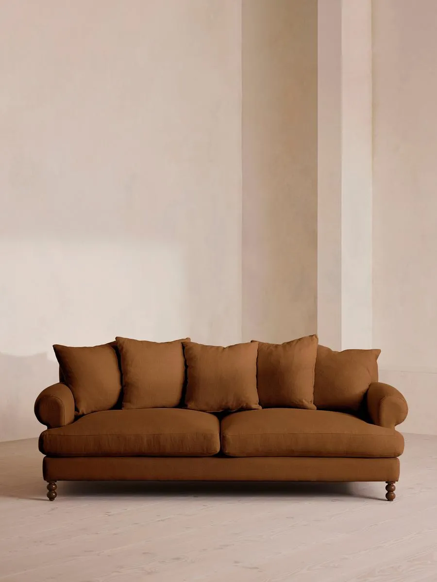 Audrey Three Seater Sofa, Linen, Terracotta