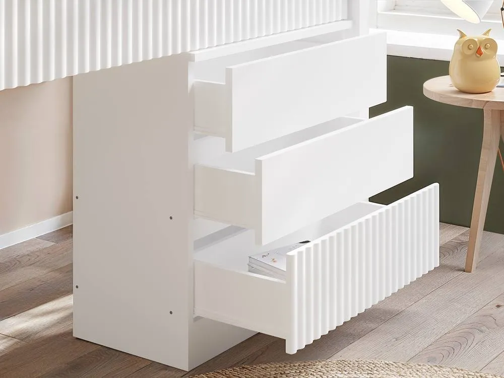 Flair Luca Ribbed 3 Drawer Chest in White 2