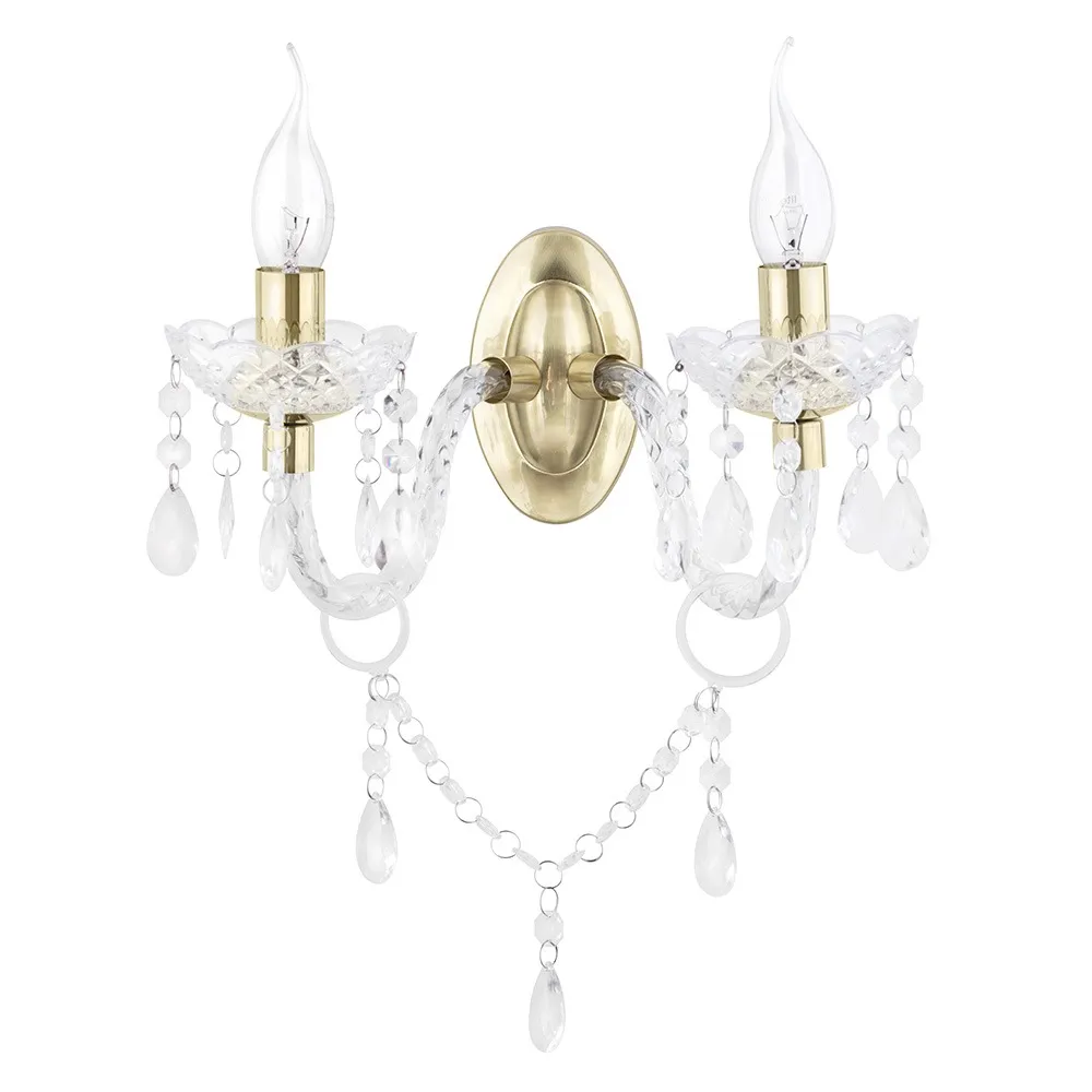 Charlotte Wall Light, Clear and Brass