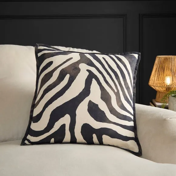 Zebra Print Cotton Square Cushion Cover