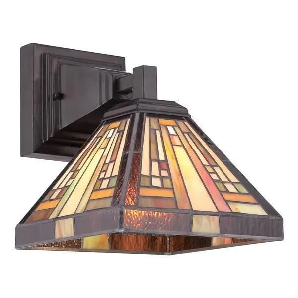 Netlighting Stephen 1 Light Tiffany Light Vintage Bronze E27 in Brown