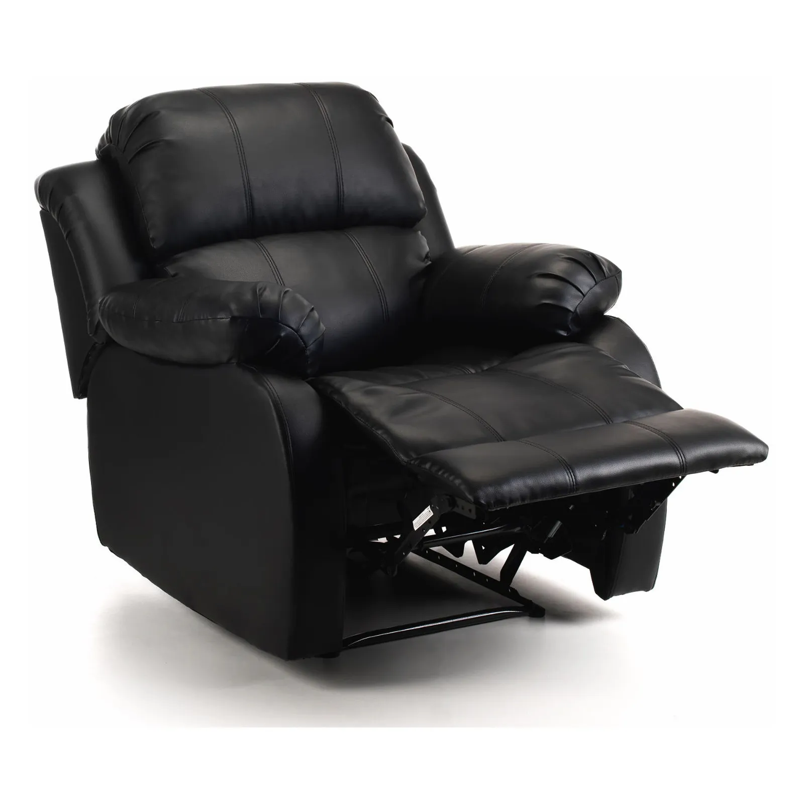 Anton Bonded Leather Reclining Leather Armchair Black