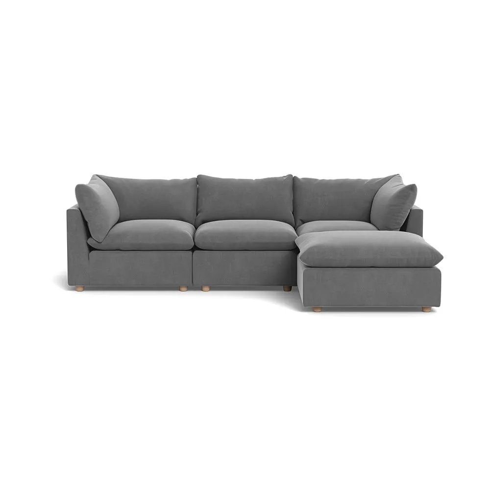 Heal's Astrid Right Hand Facing Corner Sofa Smart Velvet Mercury Natural Beech Feet 1