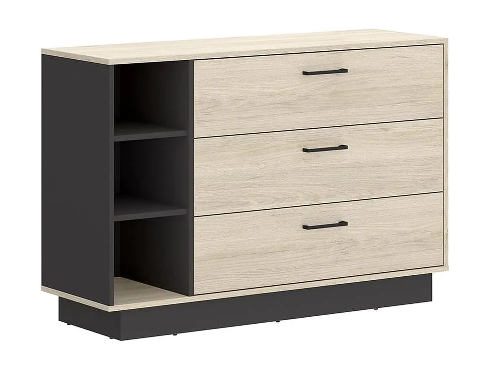 Vente-unique Chest Of Drawers With 3 Drawers & 3 Recesses - Colour: Natural & in Grey 2
