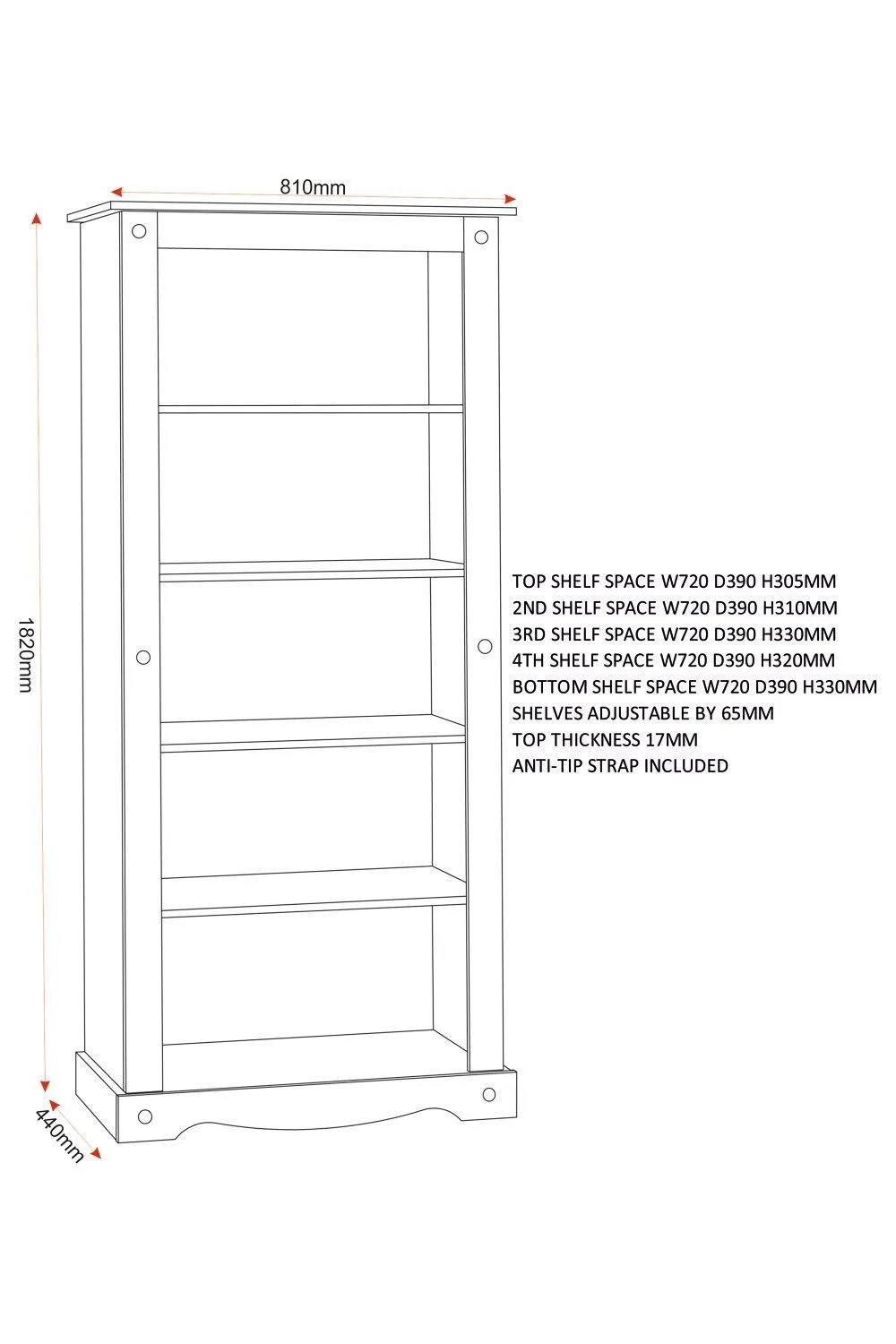 Seconique Corona Tall Bookcase in Natural 6