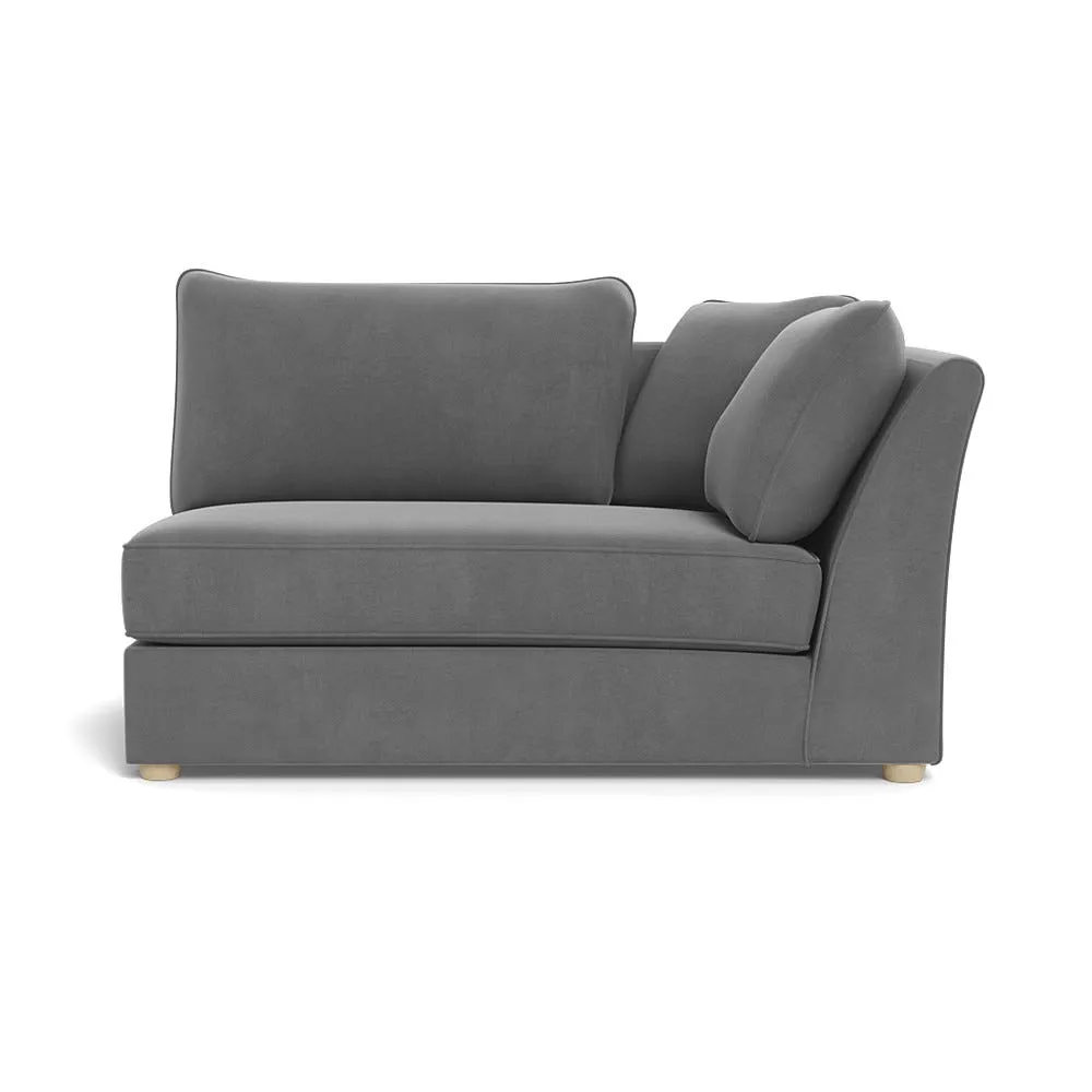 Heal's Tailor Large Curved Right Hand Facing Corner Unit Smart Velvet Mercury Natural Feet