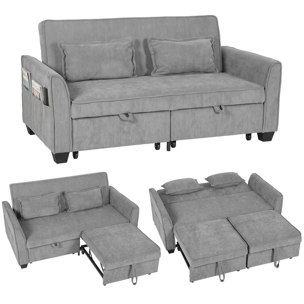 HOMCOM Sofa Bed, 4-in-1 Convertible Pull Out Sleeper Sofa in Grey 1