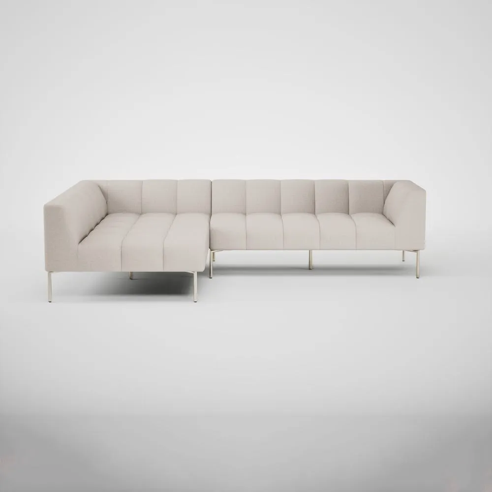 Heal's Quadro Left Hand Facing Chaise Sofa Siena Cotton Natural Stainless Steel Feet 2
