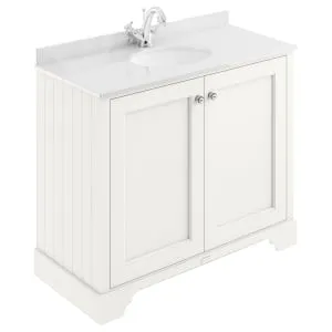 Bayswater Victrion Pointing White Traditional Freestanding Vanity Unit & White Marble Top Basin - 1000mm